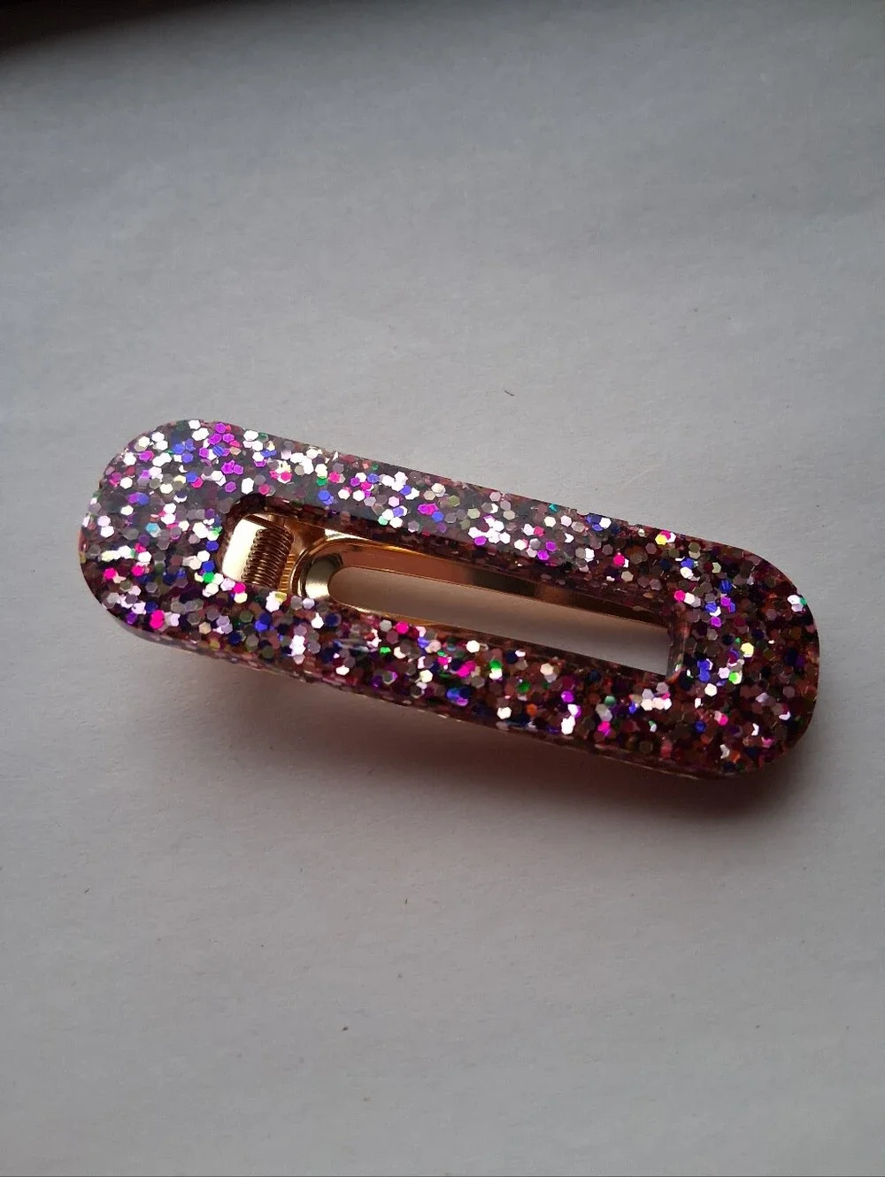 5/$25 Hand Crafted Pink and Gold Glitter Hair Clip